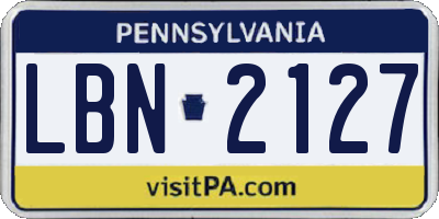 PA license plate LBN2127
