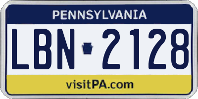 PA license plate LBN2128