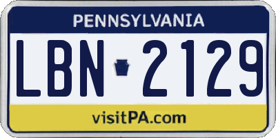 PA license plate LBN2129