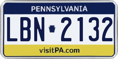 PA license plate LBN2132