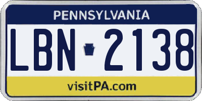 PA license plate LBN2138
