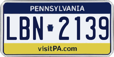 PA license plate LBN2139