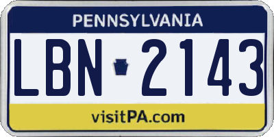 PA license plate LBN2143
