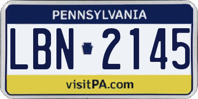 PA license plate LBN2145