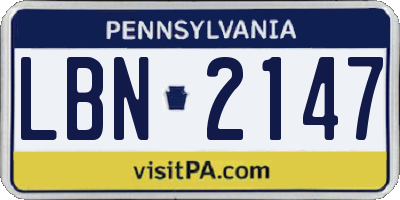 PA license plate LBN2147