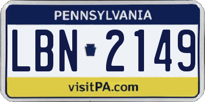 PA license plate LBN2149