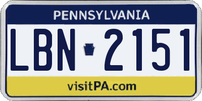 PA license plate LBN2151