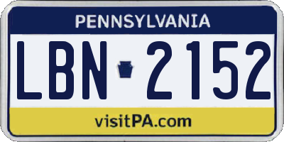 PA license plate LBN2152