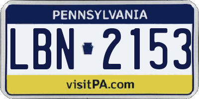 PA license plate LBN2153