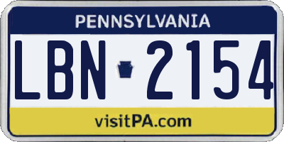PA license plate LBN2154