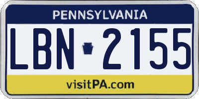 PA license plate LBN2155