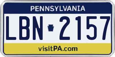 PA license plate LBN2157