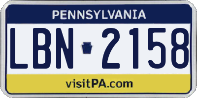 PA license plate LBN2158