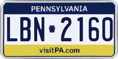 PA license plate LBN2160