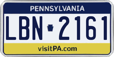 PA license plate LBN2161