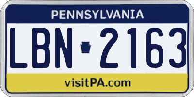 PA license plate LBN2163