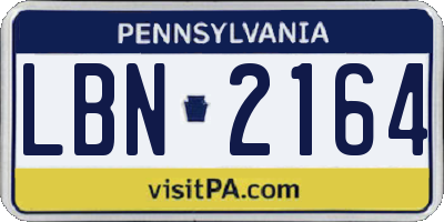 PA license plate LBN2164