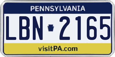 PA license plate LBN2165