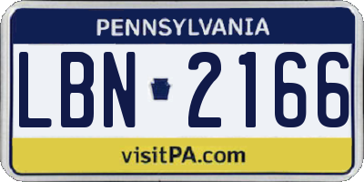 PA license plate LBN2166