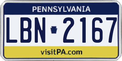 PA license plate LBN2167