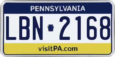 PA license plate LBN2168