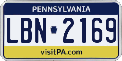 PA license plate LBN2169