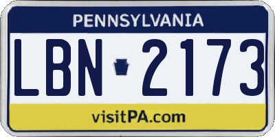 PA license plate LBN2173