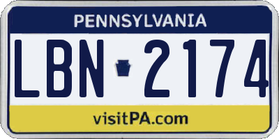 PA license plate LBN2174