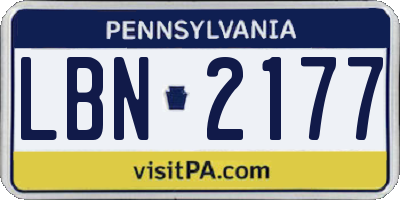 PA license plate LBN2177
