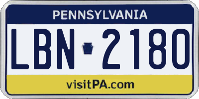PA license plate LBN2180