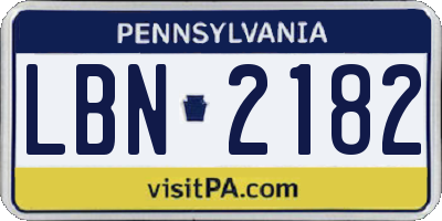 PA license plate LBN2182