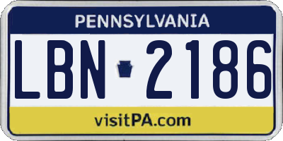 PA license plate LBN2186