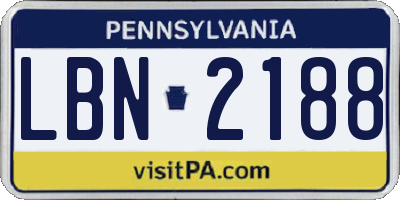PA license plate LBN2188