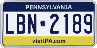 PA license plate LBN2189