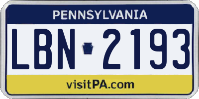 PA license plate LBN2193