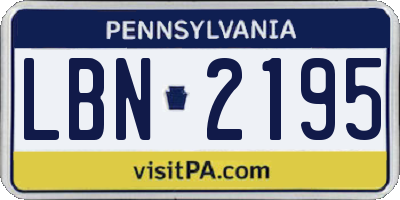 PA license plate LBN2195