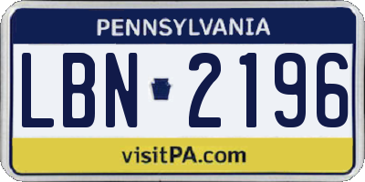 PA license plate LBN2196