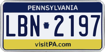 PA license plate LBN2197