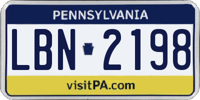 PA license plate LBN2198