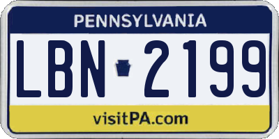 PA license plate LBN2199