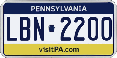 PA license plate LBN2200