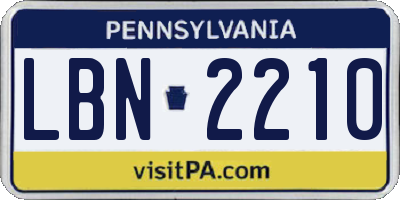 PA license plate LBN2210
