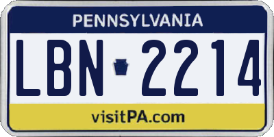 PA license plate LBN2214