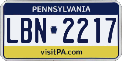 PA license plate LBN2217