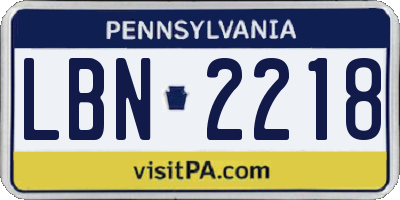 PA license plate LBN2218