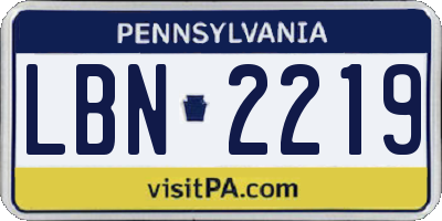 PA license plate LBN2219