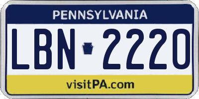 PA license plate LBN2220