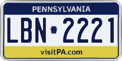 PA license plate LBN2221