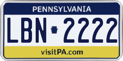 PA license plate LBN2222