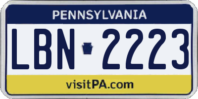 PA license plate LBN2223